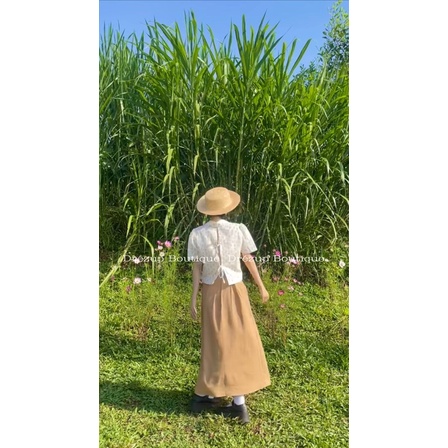 Set Yên Đan xô hoa kết hợp chân váy linen - Drézup Boutique