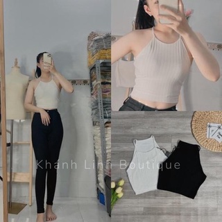 Áo ba lỗ cổ yếm thun gân 2 lớp siêu xinh