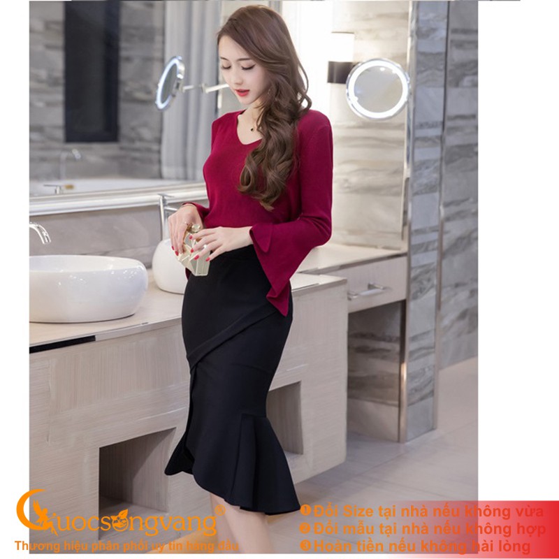 Chân váy công sở màu đen chân váy midi ôm GLV159 Cuocsongvang