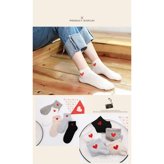 Tất nữ cổ ngắn hình trái tim TT03 Style Hàn Quốc|Vớ nữ ngăn mùi, kháng khuẩn