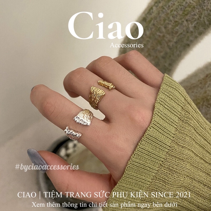 [HOẢ TỐC 1H] Nhẫn mạ bạc S925 thiết kế hoạ tiết tinh tế phong cách trendy mới lạ Paige Ciao