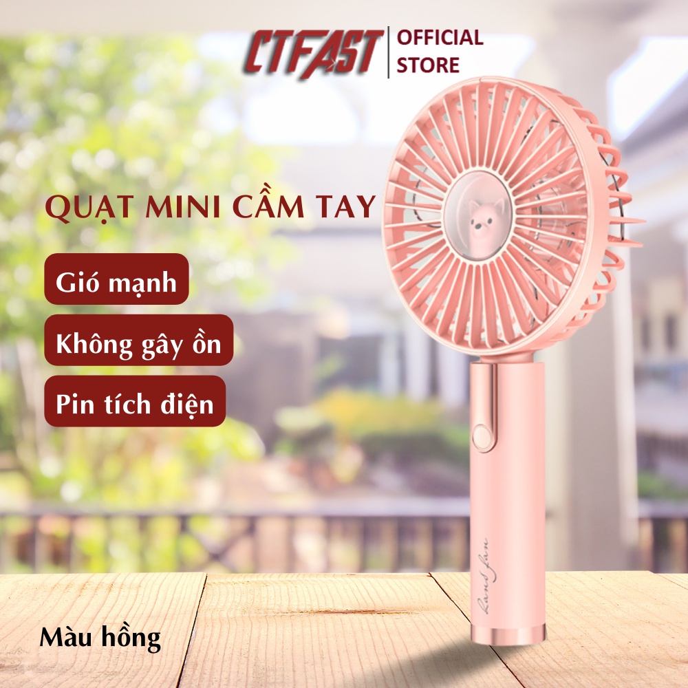 Quạt mini cầm tay hình gấu CTFAST M109, 3 tốc độ gió, không gây ồn, dung lượng pin 1200mAh