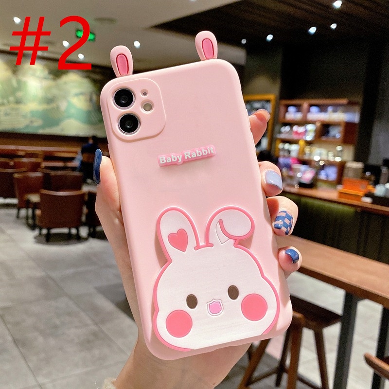 Compatible For Samsung Galaxy A05S A05 A24 M14 A04S A04e A13 A33 A53 A73 A03 M54 S8 S9 S10 Plus S20 S21 FE Note 8 9 20 Note 10 Plus Phim hoạt hình Gấu và Thỏ Tai nghe vui tai Bao đựng điện thoại