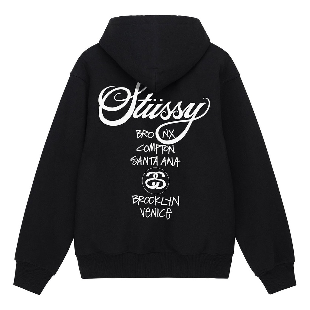 Áo Khoác Stussy World Tour Có Khóa Kéo Zip 100% CHÍNH HÃNG - CÓ SẴN