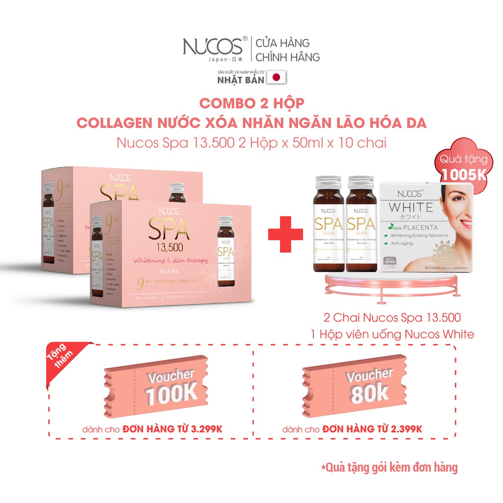 Combo 2 Hộp Collagen chống lão hóa săn chắc da Nucos Spa 13500 2x10Chaix50ml