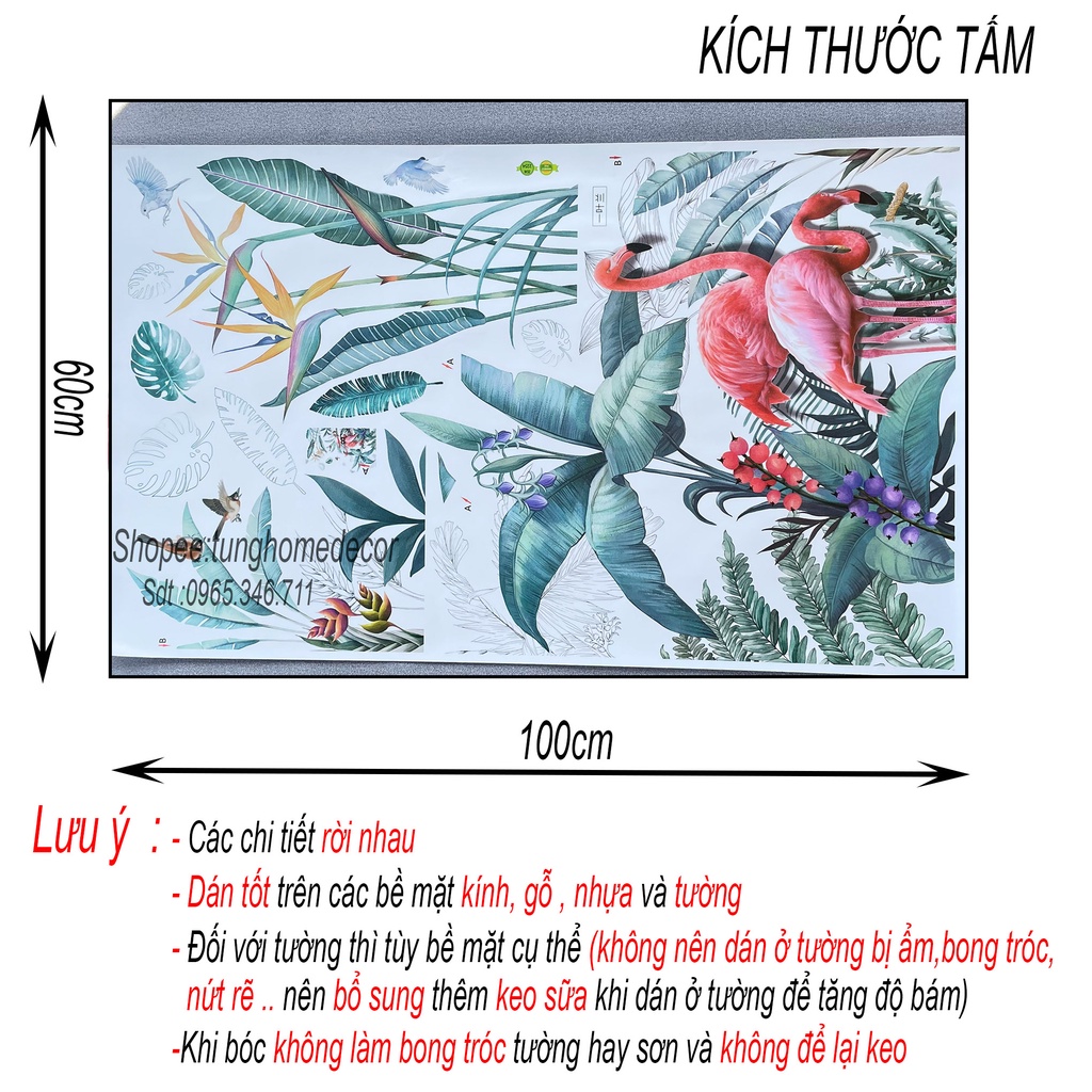 Decal dán tường hàn quốc trang trí phòng ngủ TUNG DECOR Hình Lá Cây Xanh nhiều mẫu KT 60x90cm | BigBuy360 - bigbuy360.vn