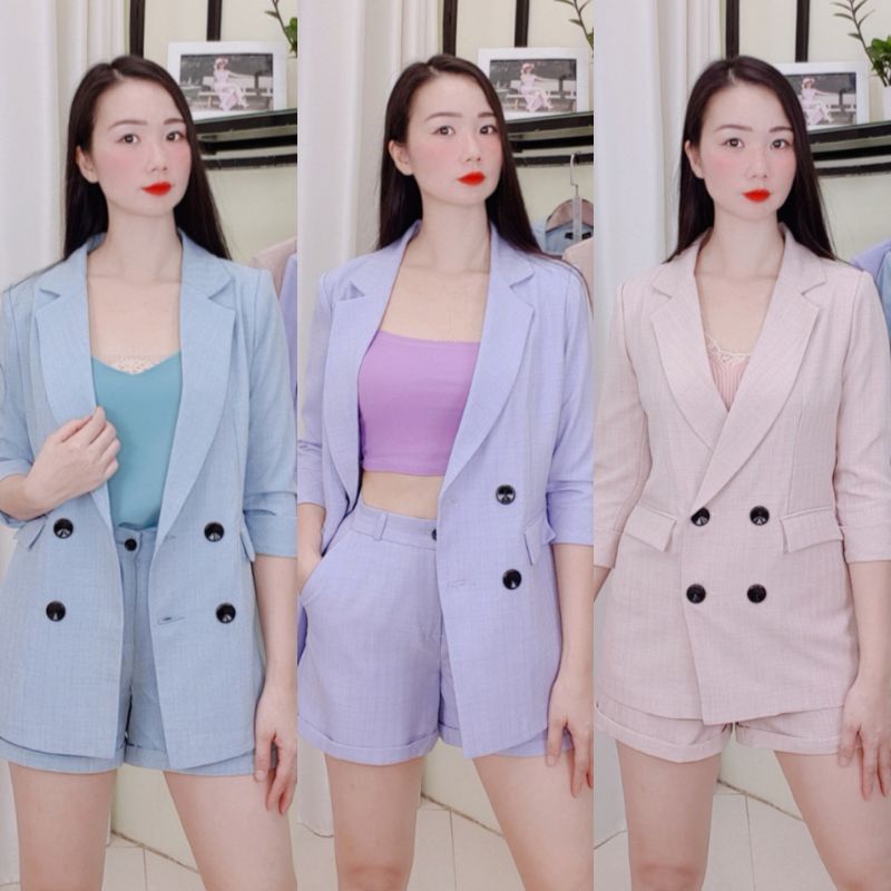 ❤ Set Vest gồm 2 sản phẩm áo vest 1 lớp và quần sooc❤ đc thiết kế trên chất vải Xước Nhật fomr dáng chuẩn đẹp. Ảnh thật❤