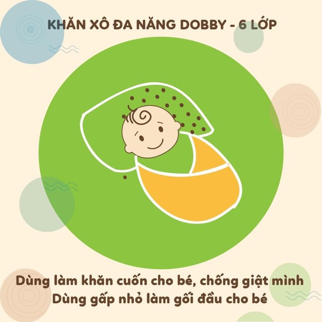 [LULLABY SALE] Khăn xô đa năng DOBBY - 6 lớp - PACK 1 sơ sinh bé trai bé gái