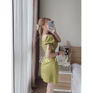 HV - [XẢ KHO]  Váy tơ lụa cổ yếm nơ tay 2 màu