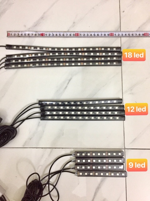 Bộ 4 dây đèn led gầm ghế ô tô xe hơi 12V( Xem video)