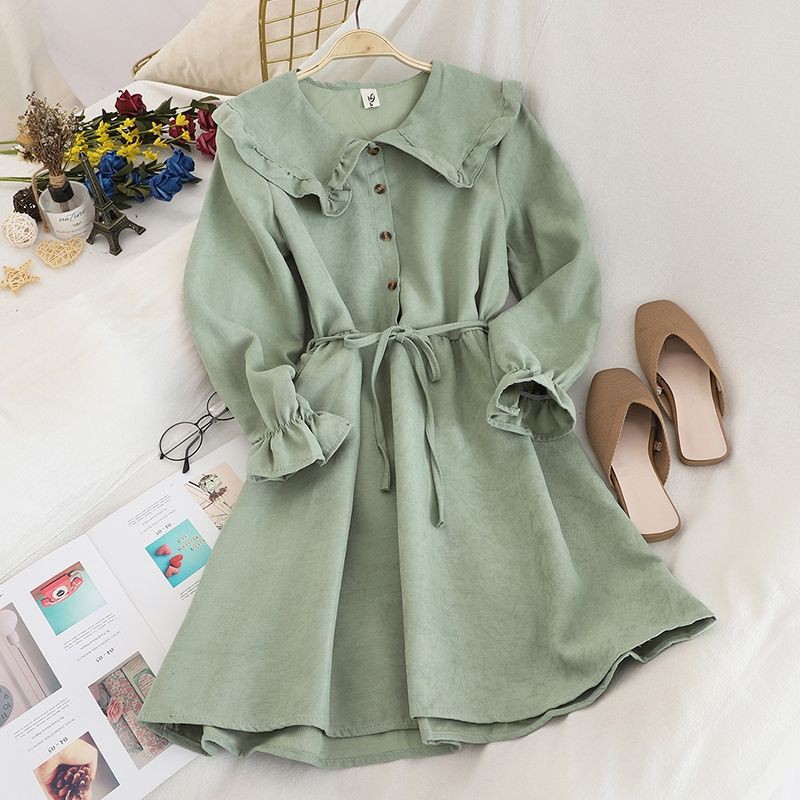 (ORDER) Váy tiểu thư cổ bèo có dây thắt eo điều chỉnh | BigBuy360 - bigbuy360.vn