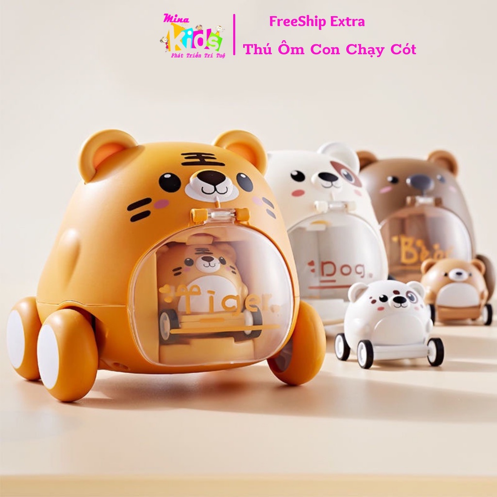 Đồ Chơi Thú Mẹ Bồng Con Chạy Cót Hình Hổ Vàng, Gấu Nâu, Chó Trắng Chất Liệu An Toàn Cho Bé