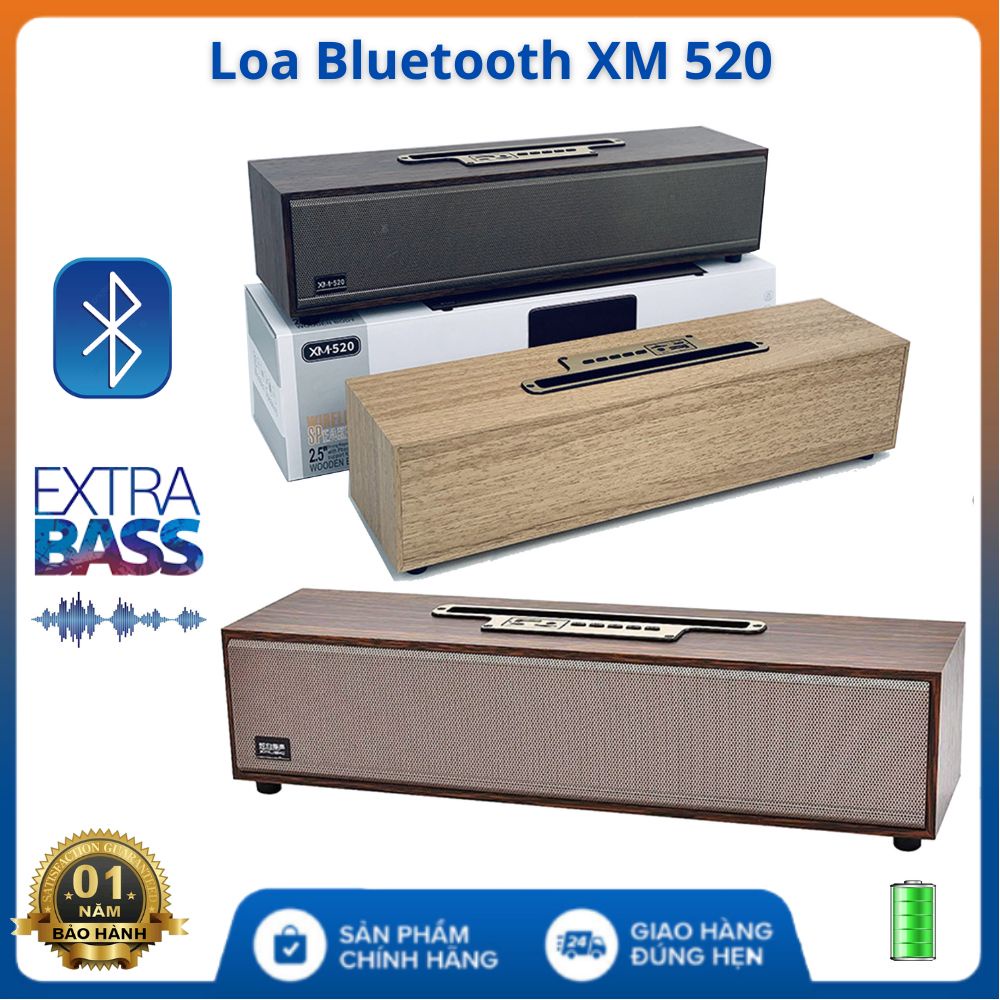 Loa XM 520 , loa vỏ gỗ bluetooth XM520 Bass mạnh, công suất 20W siêu trầm, dành cho tivi điện thoại laptop máy tính