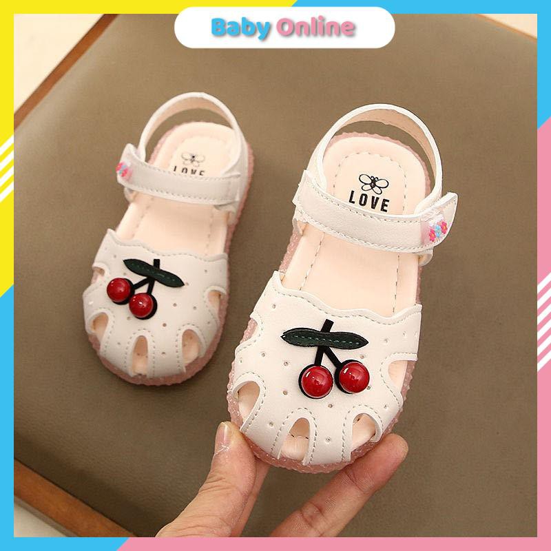 Sandal Bé Gái Hình Chery Đáng Yêu Đế Mềm Chống Trơn Chống Cấp Cho Bé Từ 0 - 4 Tuổi