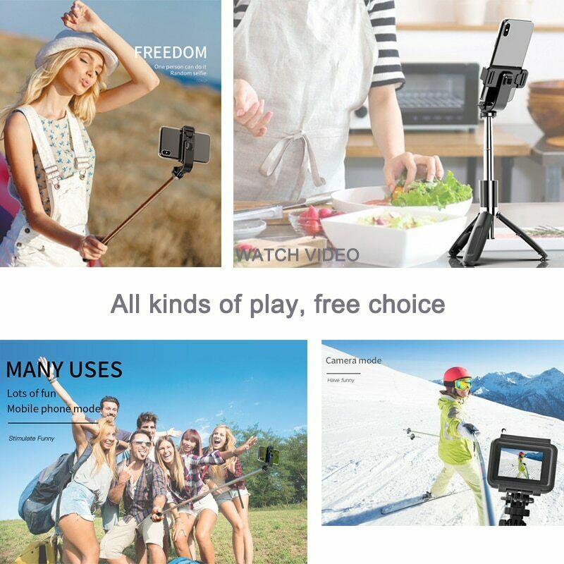 Gậy chụp hình tự sướng selfie có bluetooth điều khiển remote kiêm tripod 3 chân có giá kẹp điện thoại xoay 360 độ Gậy Tự Sướng L02 Kết Nối Bluetooth Điều Khiển Từ Xa BEST