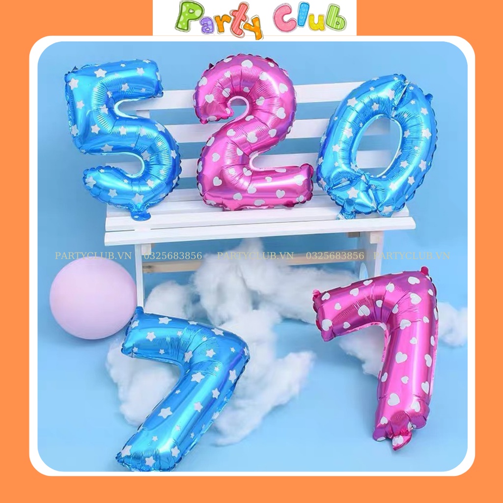 Bóng số tuổi sinh nhật màu xanh dương - hồng