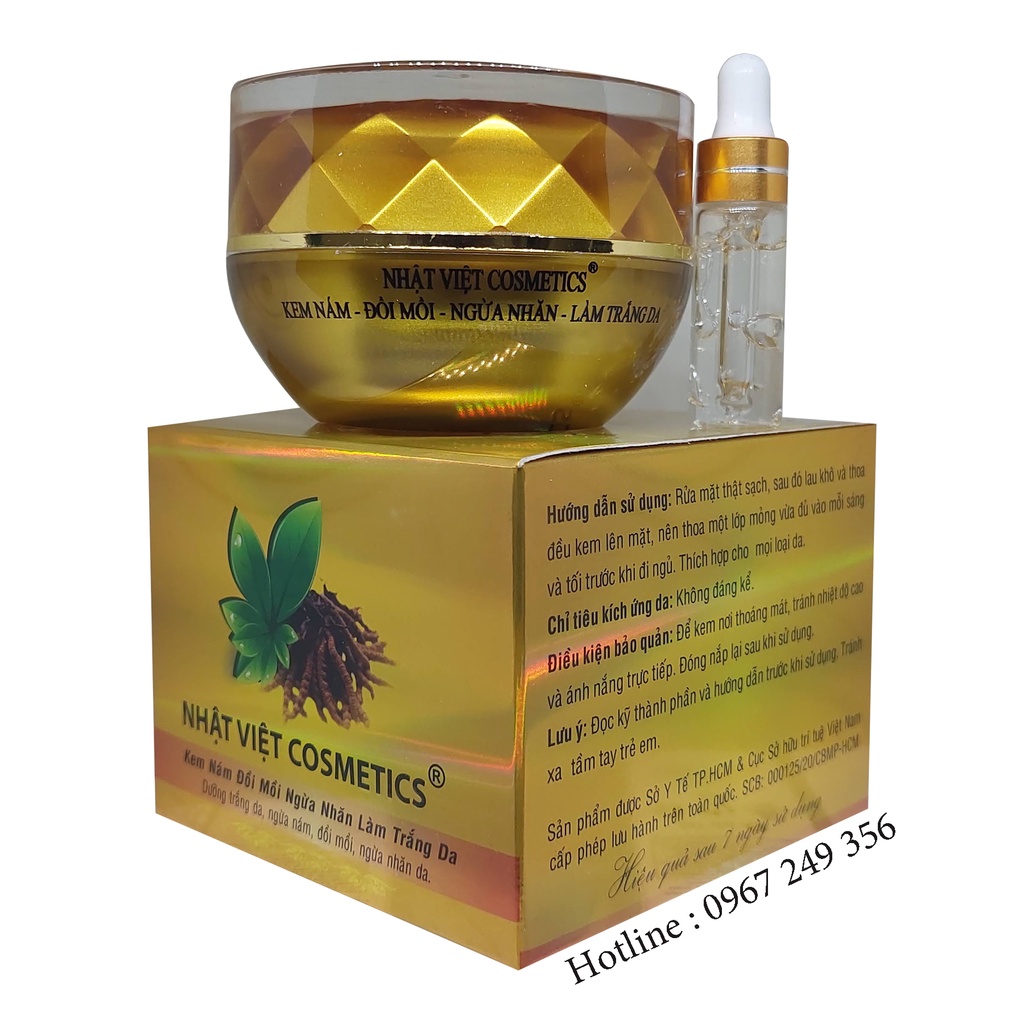 kem nám đồi mồi ngừa nhăn làm trắng da trà xanh tinh chất serum nhật việt cosmetics 20g