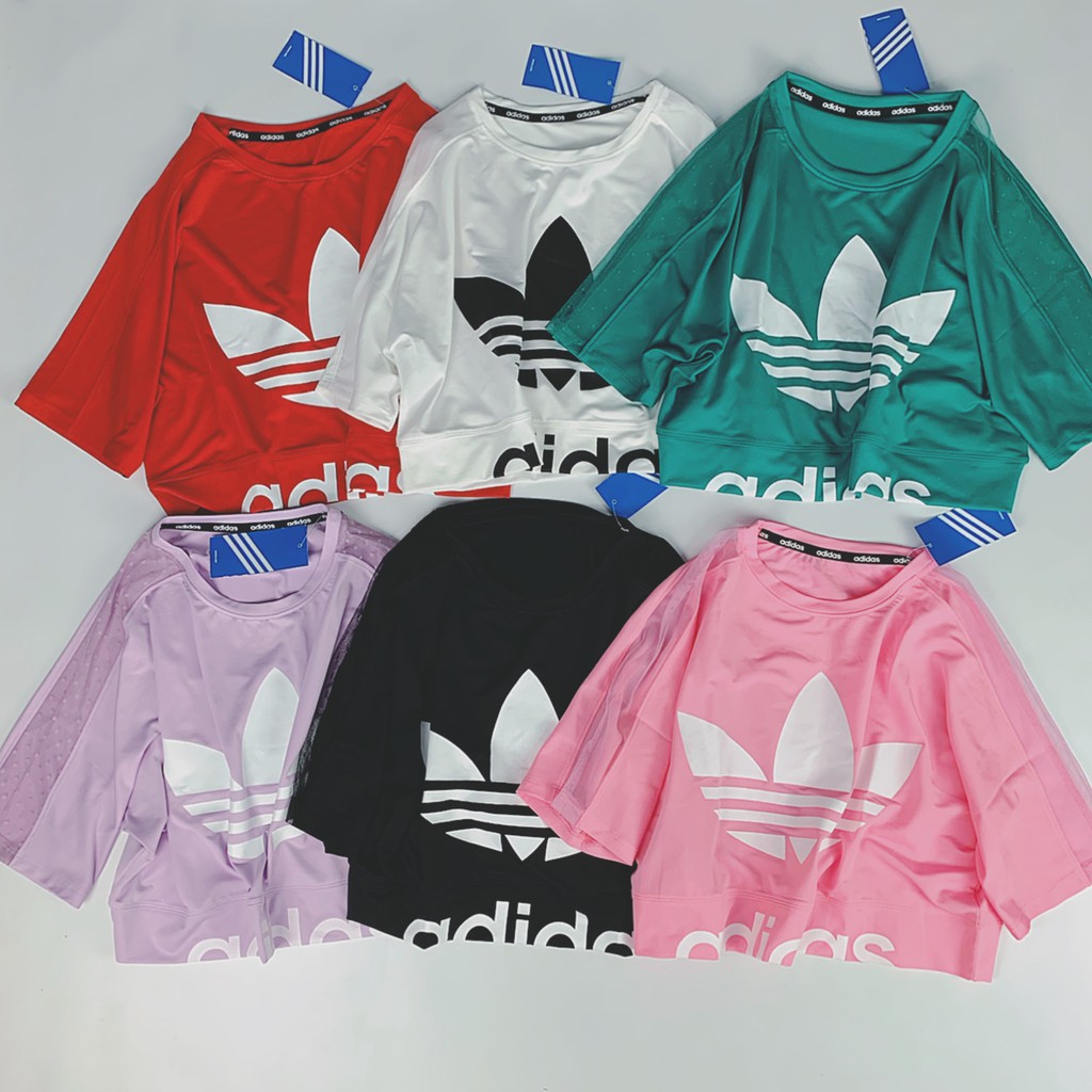 Áo Croptop Tập Gym Dáng Rộng, Tay Áo Phối Lưới Cực Xinh