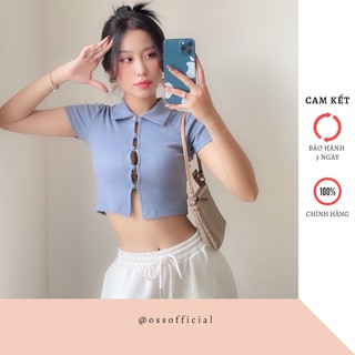 [CÓ ẢNH THẬT] Áo croptop OSS nữ vải cotton mịn co giãn croptop ngắn tay có cúc thun đẹp nhiều màu