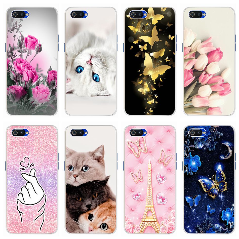 Ốp Điện Thoại Silicone TPU Mềm Họa Tiết Mèo Và Bướm Đáng Yêu Cho Realme C2 (RMX1941) RealmeC2 C 2 2020 C2s
