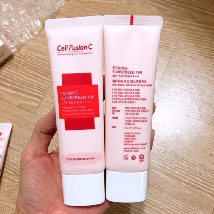 Kem chống nắng Cell Fusion C Toning Sunscreen 100 SPF 50+ PA++++ Tone Up &amp; Brightening 50ml