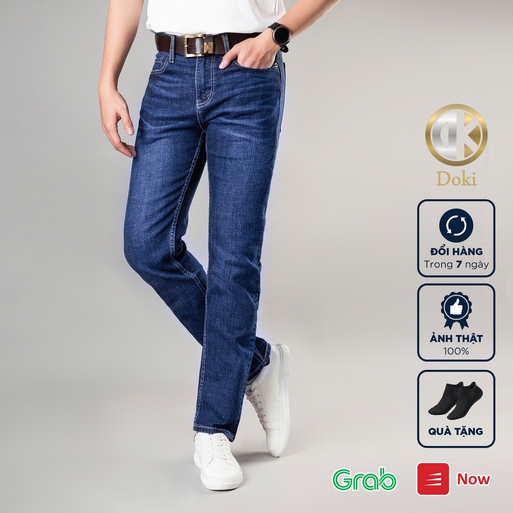 Quần Jean Nam Cao Cấp Màu Xanh Đậm XD-07, Quần bò nam dáng ôm, chất vải co giãn thoải mái - Doki