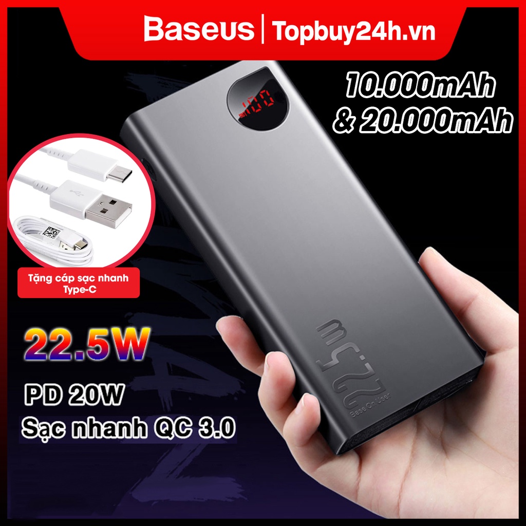 Pin Sạc Dự Phòng Adaman Baseus 10000mAh & 20000mAh, 2 Cổng USB 2 Cổng PD 22.5W Cho ĐT Samsung