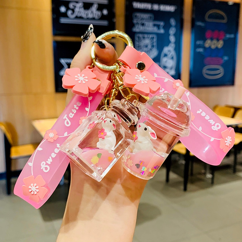 Móc Khóa Kim Tuyến Nước Hình Thỏ Dễ Thương