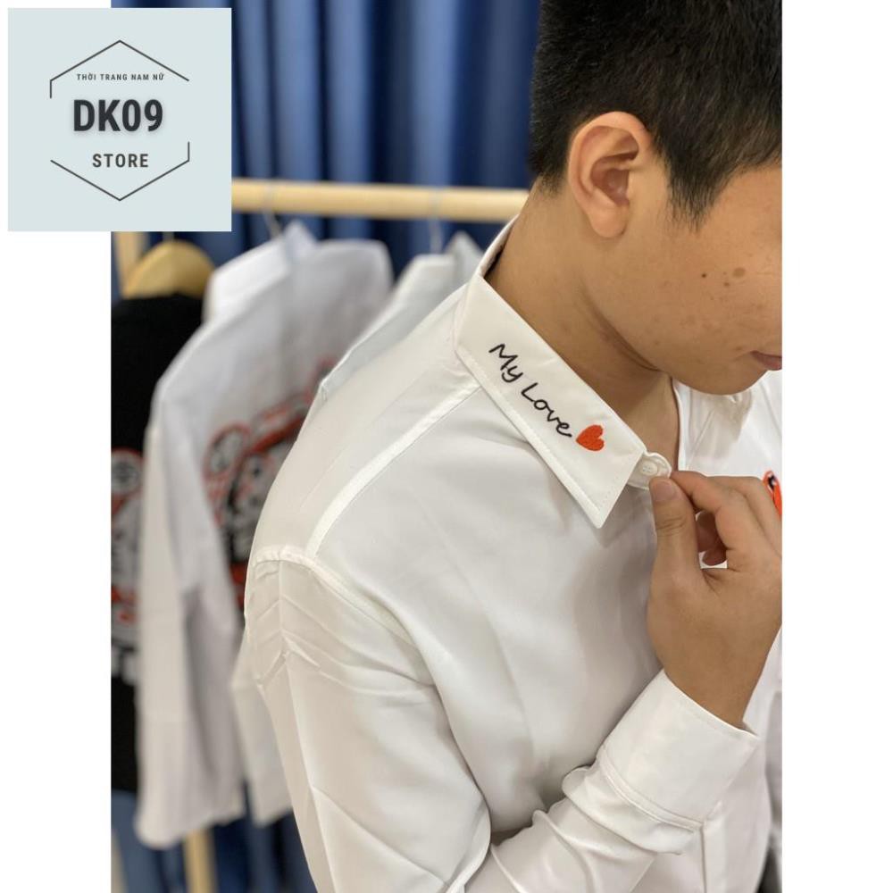 Áo Sơ Mi Dài Tay Cặp Đôi Nam- Nữ Thêu Trái Tim | BigBuy360 - bigbuy360.vn