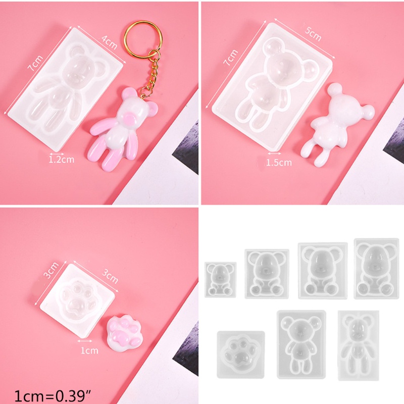[Hàng mới về] Bộ 7 khuôn silicone làm mặt vòng cổ / bông tai hình gấu teddy diy