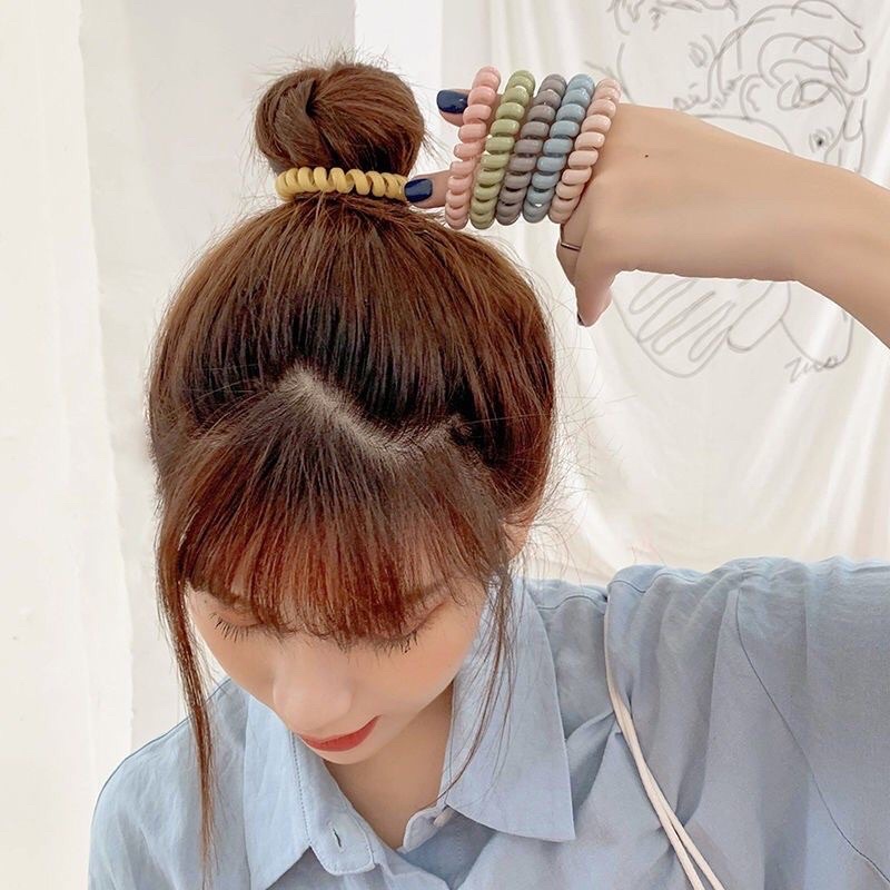 Dây thun chun buộc tóc dáng lò xo băng nhựa nhiều màu sắc phong càh quốc xin xắn cho nữ