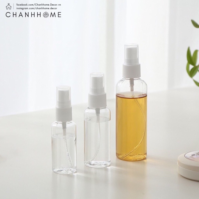 Bình xịt phun sương nhựa trong suốt 30ml 50ml 100ml dùng chiết nước hoa, mỹ phẩm