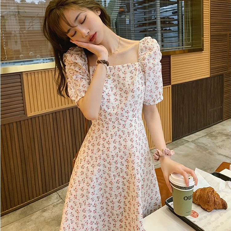 Đầm Midi Ngắn Tay In Hoa Xinh Xắn Kiểu Pháp Cho Nữ 2020 | BigBuy360 - bigbuy360.vn