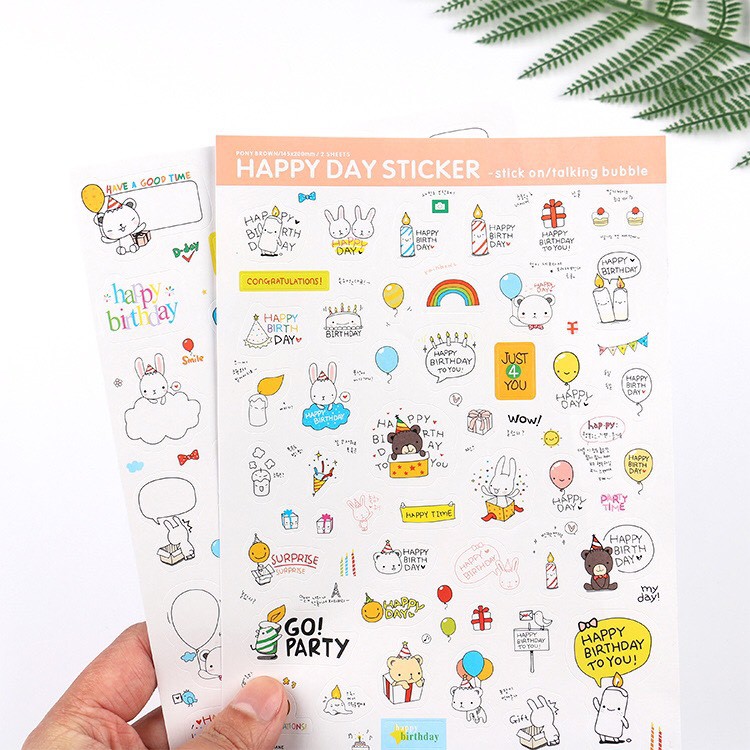 Bộ 2 tấm sticker thỏ Happy Birthday (ST06)