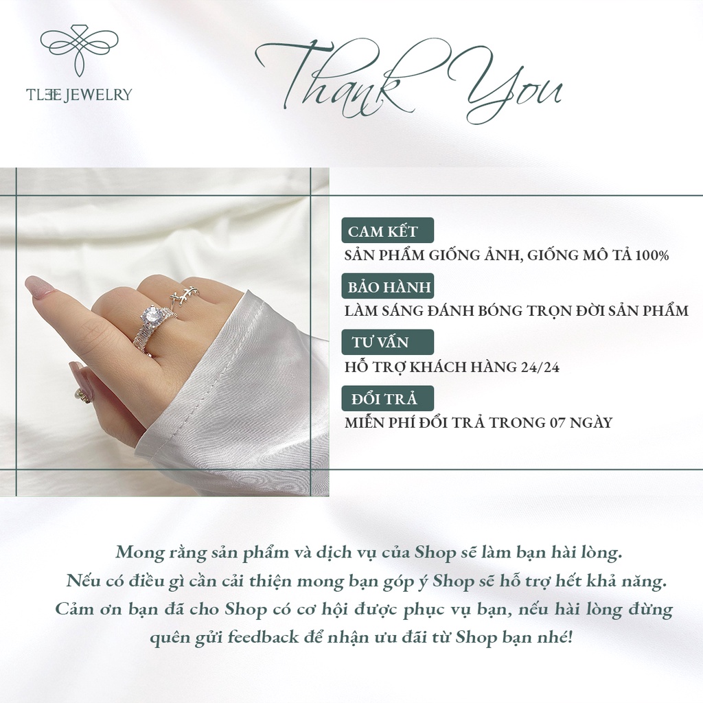 Nhẫn bạc nữ TLEE trụ đá bốn chấu viền đá kết sang trọng NCJ A0141