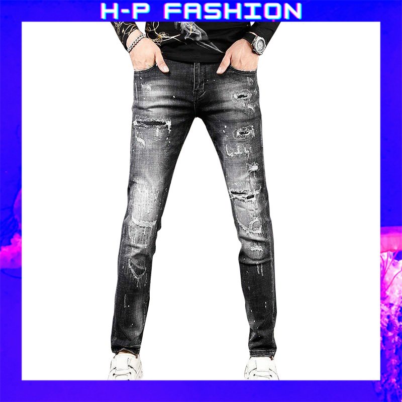 Quần Jean Nam Màu Xám Rách 🔵 𝐅𝐑𝐄𝐄 𝐒𝐇𝐈𝐏 🔵 Quần Bò Nam Co Giãn Thời Trang Hpfashion - Qjnhp043