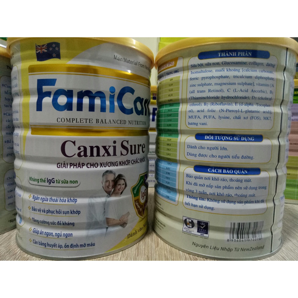 Sữa canxi dành cho người lớn tuổi FamiCare Canxi Sure 900g - Dinh dưỡng tốt cho người lớn