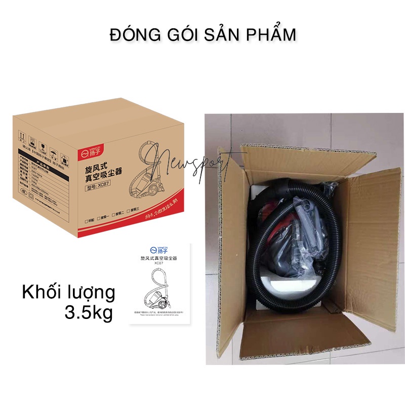 Máy Hút Bụi Cầm Tay Yangzi XC87 - Máy Hút Bụi Gia Đình Công Suất Lớn 1400W TẶNG KÈM 9 ĐẦU HÚT Lọc 99,5% bụi và vi khuẩn