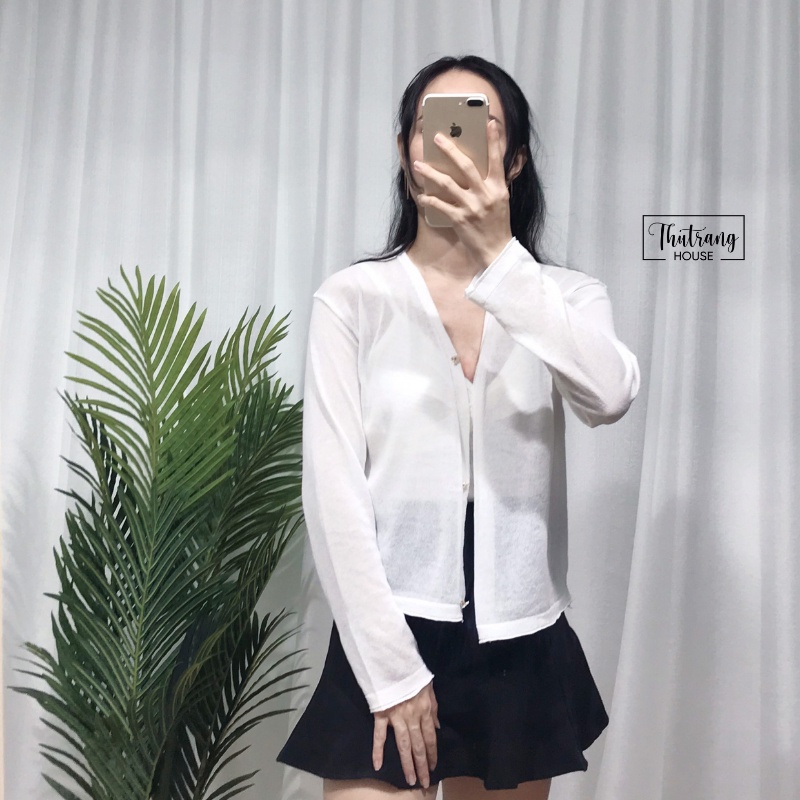 Áo cardigan len mỏng khoác ngoài dệt kim trơn Ulzzang Hàn Quốc MSP468