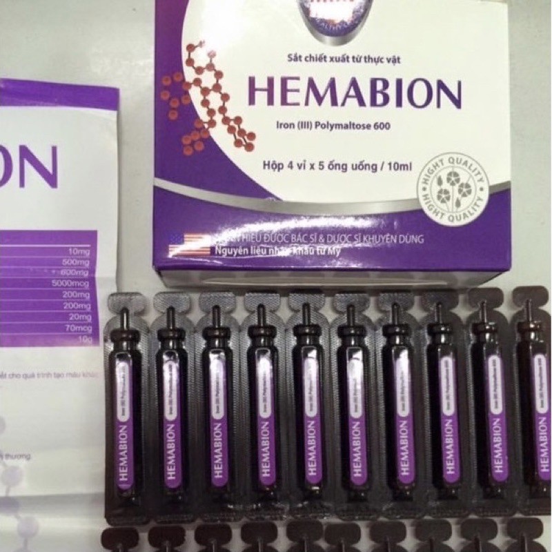 HEMABION giúp bồi bổ máu cho trẻ em, phụ nữ mang thai và sau sinh - Hộp 20 ống (10ml) | BigBuy360 - bigbuy360.vn