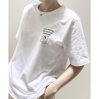 Áo thun in trắng cotton 🍄 We're the kids who survived adulthood 🍄