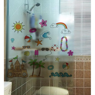 Decal dán kính cao cấp - icon màu biển (60 x 58)