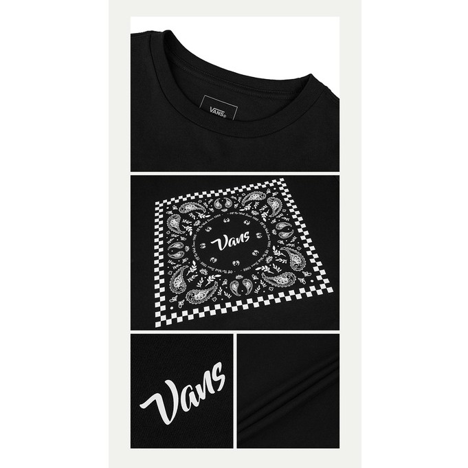 Vans Vansus Black Fun Men and Women Cashew Flower Pattern Short Sleeve T-shirt Couple