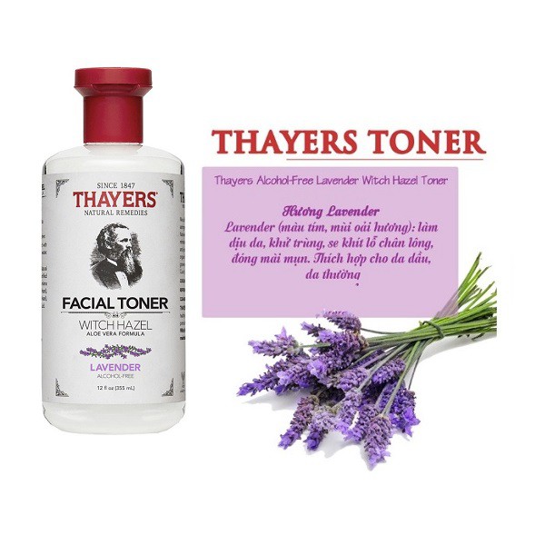 Nước hoa hồng Se Khít Lỗ Chân Lông Không Cồn Thayers Witch Hazel Lavender 355ml + Tặng 1 bông tẩy trang Ipek 80 miếng