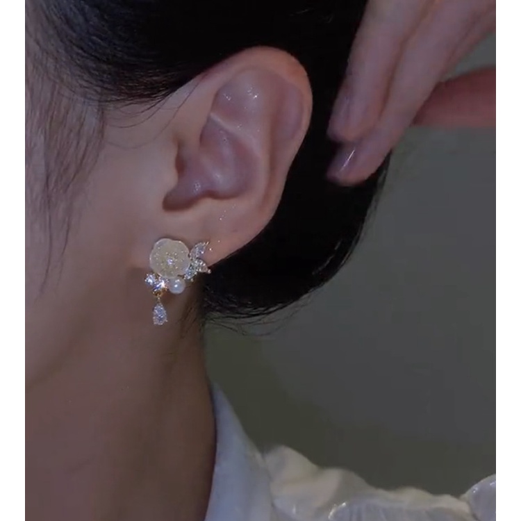 Bông Tai Hình Hoa Đính Đá Zircon Phong Cách Thời Trang Chất Lượng Cao 2022