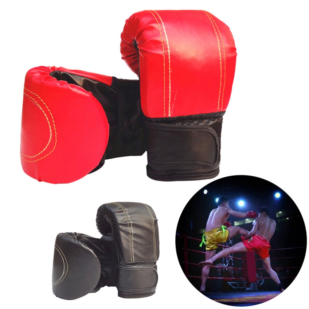 [Global] 1 Pair Adults Women Men Boxing Sanda Gloves Unisex Boxing Training Exercise Leather Gloves Mitts