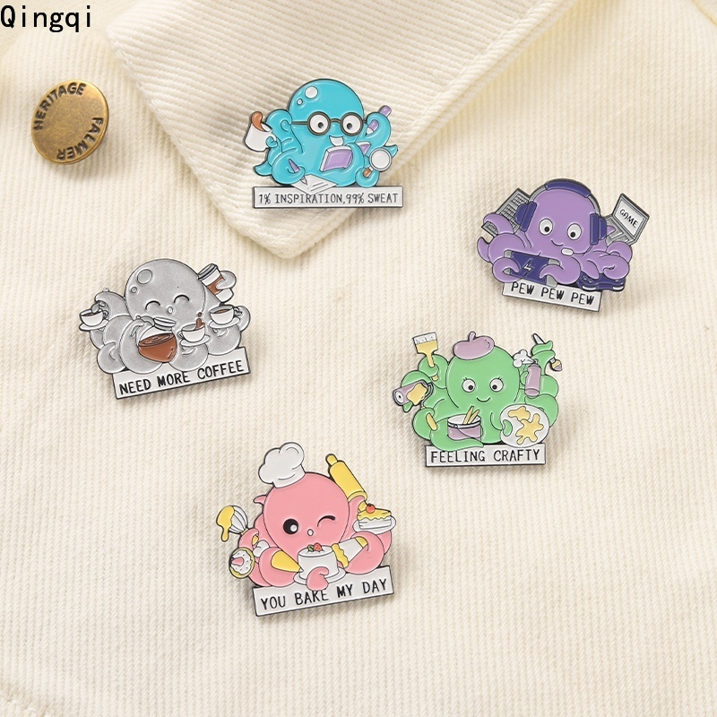 Ghim cài áo Miss Zoe phong cách bạch tuộc hoạt hình dễ thương