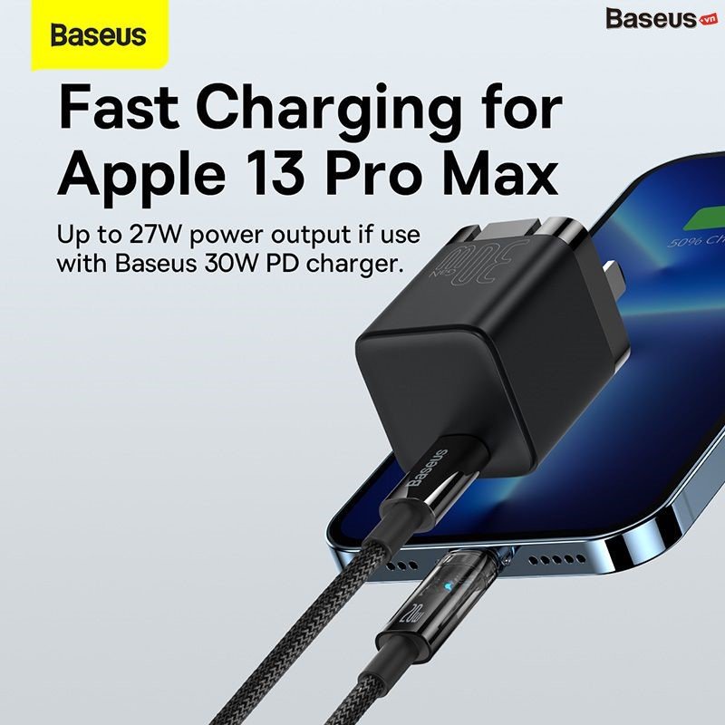 Cáp sạc nhanh tự ngắt và truyền số liệu cho iPhone PD 20W Baseus Explorer Series Auto Power-Off Fast Charging Data Cable