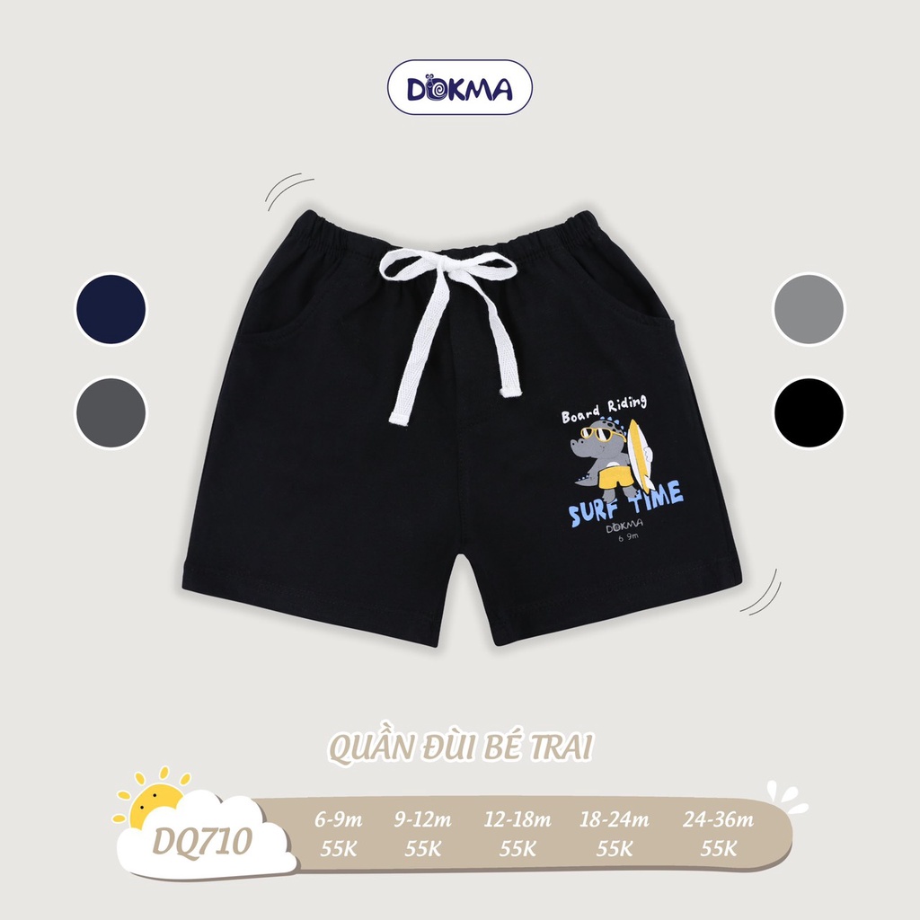 Quần short đùi cotton cho bé trai dokma mùa hè size 6-36M sale  DQ710