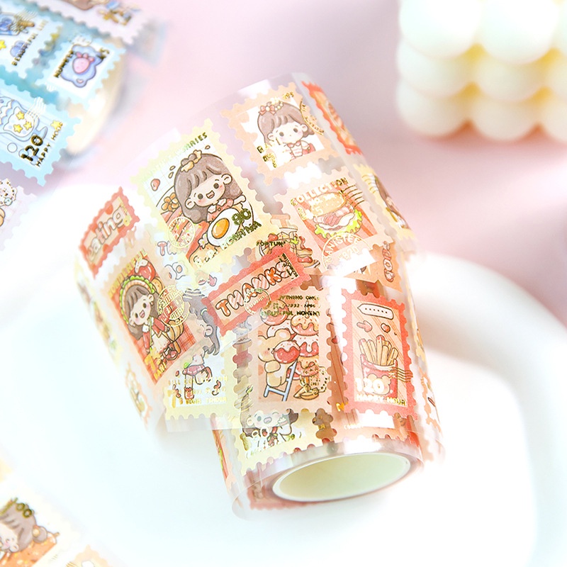 1 Cuộn Băng Keo Giấy Washi Họa Tiết Hoạt Hình Dễ Thương